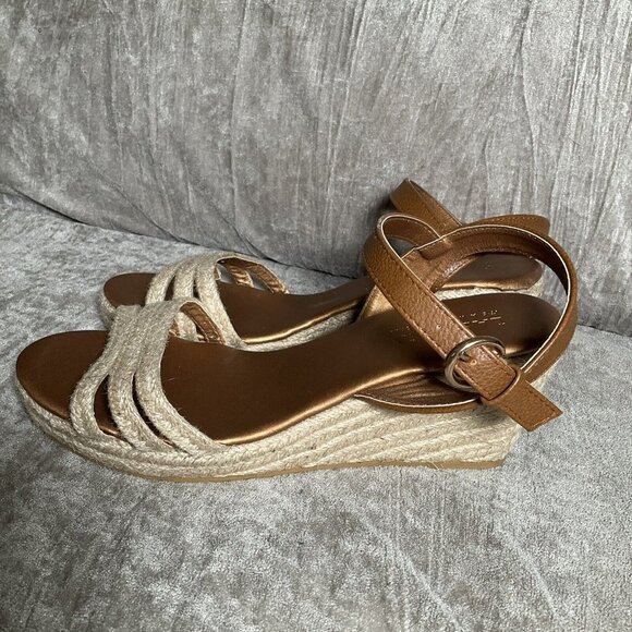 LASCANTA platform Wedge Open toe Espadrille Ankle Strap Sandal 9 Brown - Picture 14 of 14